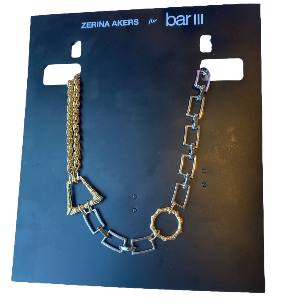 Zerina Akers for Bar III Two-Toned Geometric Link Necklace NWT
